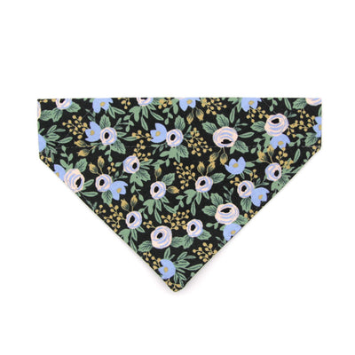 Rifle Paper Co® Pet Bandana - "Belladonna" - Black Floral Bandana for Cat + Small Dog / Slide-on Bandana / Over-the-Collar (One Size)