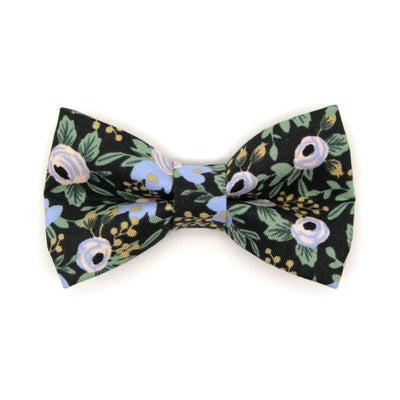 Rifle Paper Co® Pet Bow Tie - "Belladonna" - Black Floral Bow Tie for Cat / Wedding / For Cats + Small Dogs (One Size)