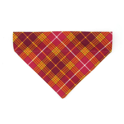 Pet Bandana - "Brandywine" - Burgundy Plaid Bandana for Cat Collar or Small Dog Collar / Fall, Thanksgiving / Slide-on Bandana / Over-the-Collar (One Size)