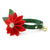 Cat Collar + Flower Set - "Cedar Lodge" - Holiday Pine Green Cat Collar + Specialty Christmas Red Poinsettia Felt Flower (Detachable)