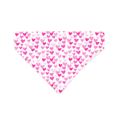 Pet Bandana - "Darling" - Fuchsia Pink Heart Bandana for Cat + Small Dog / Valentine's Day Cat Bandana / Slide-on Bandana / Over-the-Collar (One Size)