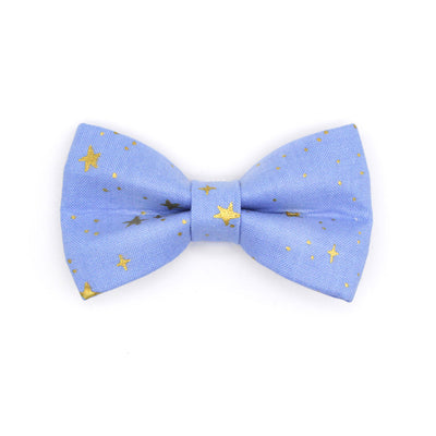 Rifle Paper Co® Pet Bow Tie - "Dusk" - Gold Stars on Periwinkle Blue Bow Tie for Cat / For Cats + Small Dogs (One Size)