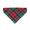 Pet Bandana - "Fireside" - Red & Green Christmas Plaid Bandana for Cat + Small Dog / Holiday / Slide-on Bandana / Over-the-Collar (One Size)