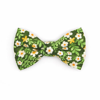 Pet Bow Tie - "Hazel" - Green Floral Bow Tie for Cat / Plant, Garden, Spring, Summer / For Cats + Small Dogs (One Size)