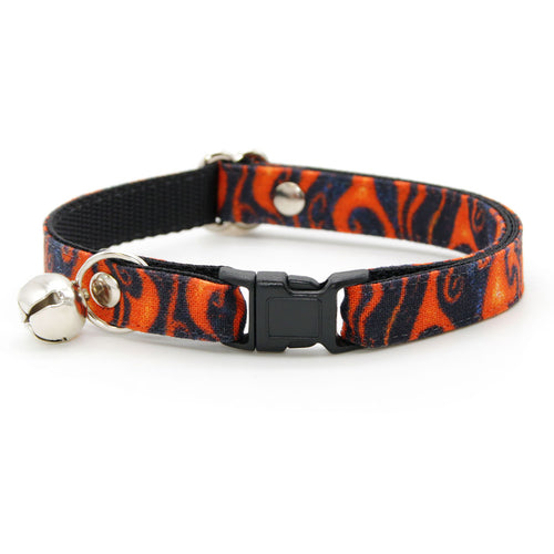 Cat Collar - "Hell Fire" - Flames Cat Collar / Racing, Motorcycle, Halloween / Breakaway Buckle or Non-Breakaway / Cat, Kitten + Small Dog Sizes