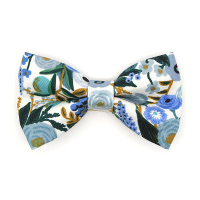 Rifle Paper Co® Pet Bow Tie - "Indigo Garden" - Blue Floral Bow Tie for Cat/ Spring + Summer / For Cats + Small Dogs (One Size)