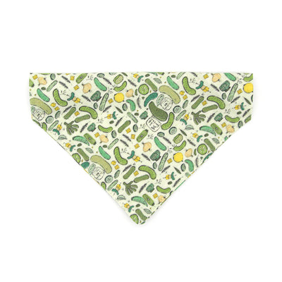 Pet Bandana - "Kind of a Big Dill" - Pickle Bandana for Cat + Small Dog / Food, Cucumber / Slide-on Bandana / Over-the-Collar (One Size)