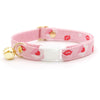 MBC Rack - (8-13 Inch) Pet Collar - "Sealed with a Kiss (w/ Red Lining)" - (WHITE BREAKAWAY Clasp / GOLD Hardware Accents / Round Metal Split Ring) - Sold As Configured - Final SALE