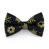 Winter Pet Bow Tie - "Snowfall Elegance Black" - Gold & Black Snowflake - Cat Collar Bow Tie / Kitten Bow Tie / Small Dog Bow Tie - Removable (One Size)