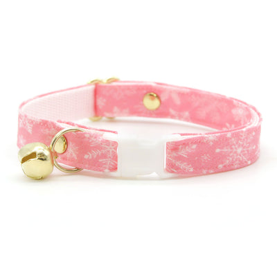 MBC Rack - (8-13 Inch) Pet Collar - "Snowflakes - Sugar Pink (w/ Pink Lining)" - (WHITE BREAKAWAY Clasp / GOLD Hardware Accents / Round Metal Split Ring) - Sold As Configured - Final SALE