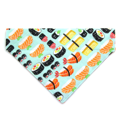 Sushi Pet Bandana - "Sushi Date" - Bandana for Cat Collar or Small Dog Collar / Japanese / Slide-on Bandana / Over-the-Collar (One Size)