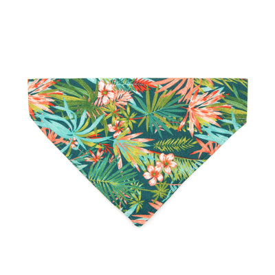 Pet Bandana - "Tropicalia" - Palm Tree Tropical Bandana for Cat + Small Dog / Slide-on Bandana / Over-the-Collar (One Size)