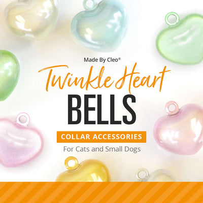 Pet Collar Jingle Bell - "Twinkle Heart Bell" - (5 Pastel Colors) - Pick One - For Cat Collars & Small Dog Collars (Soft Chime Tone)