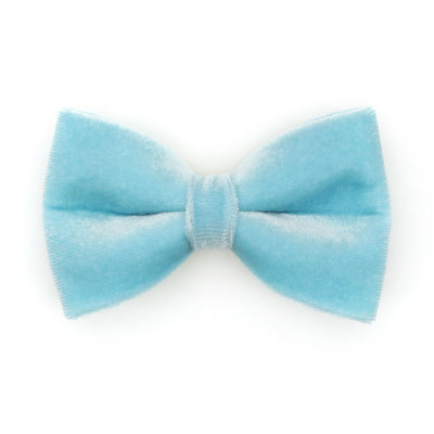 Pet Bow Tie - "Velvet - Frosty Blue" - Baby Blue / Light Blue Velvet Bowtie / Wedding / For Cats + Small Dogs / Removable (One Size)