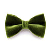 Cat Bow Tie - "Velvet - Leaf Green"  - Vibrant Olive Green Velvet Bowtie / Wedding / For Cats + Small Dogs / Removable (One Size)