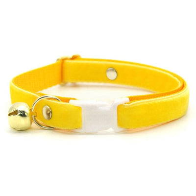 MBC Rack - (6-10 Inch) Pet Collar - "Velvet - Lemon Yellow" - (WHITE BREAKAWAY Clasp / SILVER Hardware Accents / Round Metal Split Ring) - Sold As Configured - Final SALE