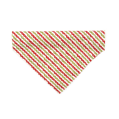 Pet Bandana - "Victorian Holiday" - Red & Green Bandana for Cat + Small Dog / Slide-on Bandana / Over-the-Collar (One Size)