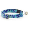 Tropical Bowtie Cat Collar Set - "Blue Lagoon" - Hawaiian Blue Cat Collar with Bow Tie / Tiki, Ocean, Beach, Summer / Cat, Kitten, Small Dog Sizes