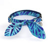 Cat Collar and Bunny Ear Bow Set - "Blue Lagoon" - Hawaiian Blue Tropical Cat Collar w/ Matching Bunny Bow Tie / Summer, Beach, Tiki / Cat, Kitten + Small Dog Sizes