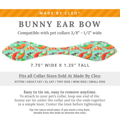 Cat Collar and Bunny Ear Bow Set - "Koi Pond" - Goldfish Green Cat Collar w/ Matching Bunny Bow Tie / Asian, Japanese, Carp, Zen / Cat, Kitten + Small Dog Sizes