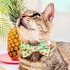 Tropical Bowtie Cat Collar Set - "Palms & Popsicles - Green" - Palm Tree Popsicle Cat Collar with Bow Tie / Summer, Ice Cream, Food / Cat, Kitten, Small Dog Sizes