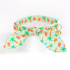 Cat Collar and Bunny Ear Bow Set - "Palms & Popsicles - Green" - Palm Tree Popsicle Tropical Cat Collar with Bunny Bow Tie + Bell / Summer, Ice Cream / Cat, Kitten + Small Dog Sizes