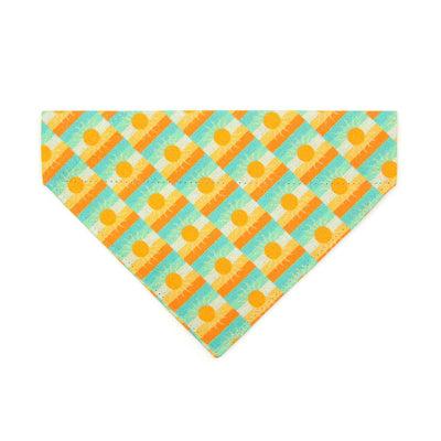 Sun Cat Bandana - "Sunrise" - Boho Retro Sunset Yellow Bandana for Cat + Small Dog / California, Desert, Summer Cat Bandana / Slide-On Over the Collar Bandana