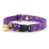 Purple Cat Collar - "Splash - Purple Rain" - Raindrops Cat Collar / Storm, Emo, Prince Fan / Breakaway Buckle or Non-Breakaway / Cat, Kitten + Small Dog Sizes