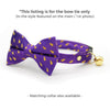 Purple Cat Bow Tie - "Splash - Purple Rain" - Raindrops Purple Bow Tie for Cat / Stormy, Weather, Goth, Emo / Cat + Small Dog Bowtie