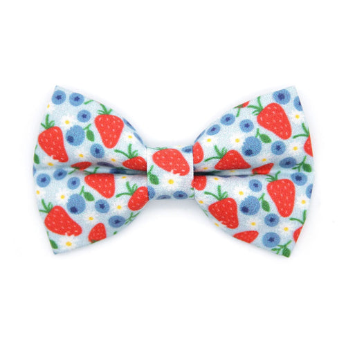 Cat Bow Tie - "Berry Bramble" - Blueberry Bow Tie for Cat, Fruit, Blueberries, Strawberry Cat Bow, Patriotic Red Blue Cat + Small Dog Bowtie