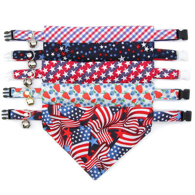 Cat Bandana - "Berry Bramble" - Blueberry Bandana for Cat + Small Dog/Summer, Patriotic, Blue, 4th of July, Strawberry Fruit Cat Bandana