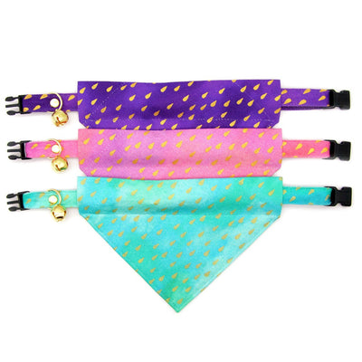 Pink Cat Bandana - "Splash - Pink Ombre" - Aquatic Raindrop Water Droplets Bandana for Cat + Small Dog / Girl Cat Bandana / Slide-On Over the Collar Bandana