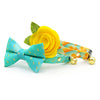 Turquoise Cat Bow Tie - "Splash - Aqua Ombre" - Aquatic Water Raindrops Bow Tie for Cat / Teal, Mint, Summer / Cat + Small Dog