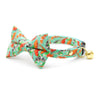 Fish Bowtie Cat Collar Set - "Koi Pond" - Goldfish Green Cat Collar with Bow Tie / Asian, Japanese, Carp / Cat, Kitten, Small Dog Sizes