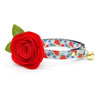 Fruit Cat Collar + Flower Set - "Berry Bramble" - Blueberry & Strawberry Cat Collar w/ Scarlet Red Felt Flower (Detachable)