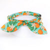 Cat Collar and Bunny Ear Bow - "Clementine Blossom" - Tropical Citrus Fruit Clementine Cat Collar with Matching Bunny Bow Tie / Summer / Cat, Kitten + Small Dog Sizes