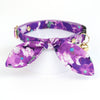 Cat Collar and Bunny Ear Bow Set - "Persephone" - Purple Floral Cat Collar with Matching Bunny Bow Tie / Cat, Kitten + Small Dog Sizes