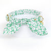 Cat Collar and Bunny Ear Bow Set - "Apple Blossom" - Mint Green Floral Cat Collar with Matching Bunny Bow Tie / Spring, Easter / Cat, Kitten + Small Dog Sizes