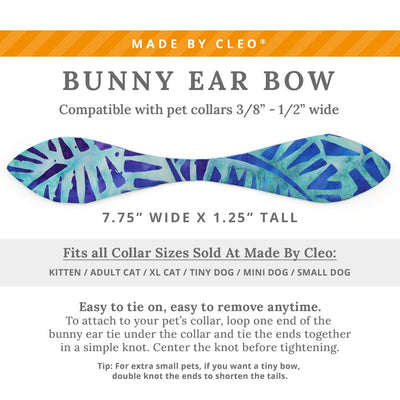 Cat Collar and Bunny Ear Bow Set - "Blue Lagoon" - Hawaiian Blue Tropical Cat Collar w/ Matching Bunny Bow Tie / Summer, Beach, Tiki / Cat, Kitten + Small Dog Sizes