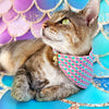 Mermaid Cat Bandana - "Mermaid Song" - Fish Scales Lavender Purple Bandana for Cat + Small Dog / Ocean, Summer / Slide-On Over the Collar Bandana