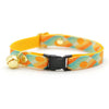 Sun Cat Collar + Flower Set - "Sunrise" - Boho Retro Sunset Yellow Cat Collar + Buttercup Yellow Felt Flower (Detachable) / Cat, Kitten + Small Dog Sizes