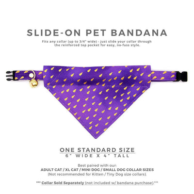 Purple Cat Bandana - "Splash - Purple Rain" - Raindrops Bandana for Cat + Small Dog / Storm Cloud, Emo Bandana / Slide-On Over the Collar Bandana