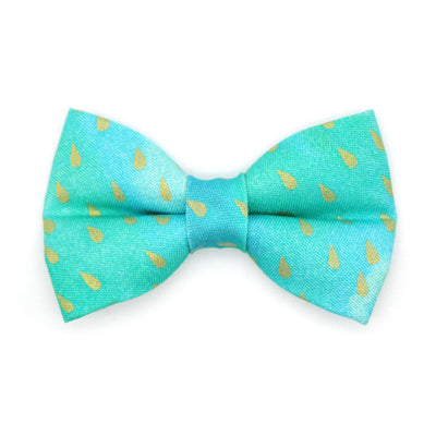 Turquoise Cat Bow Tie - "Splash - Aqua Ombre" - Aquatic Water Raindrops Bow Tie for Cat / Teal, Mint, Summer / Cat + Small Dog