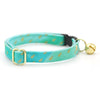 Cat Collar and Bunny Ear Bow Set - "Splash - Aqua Ombre" - Rain Water Droplets Aquatic Cat Collar w/ Matching Bunny Bow Tie / Cat, Kitten + Small Dog Sizes