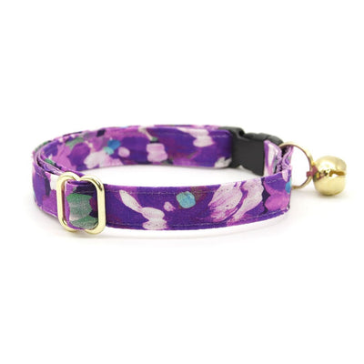 Cat Collar and Bunny Ear Bow Set - "Persephone" - Purple Floral Cat Collar with Matching Bunny Bow Tie / Cat, Kitten + Small Dog Sizes