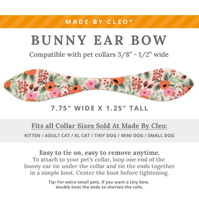 Cat Collar and Bunny Ear Bow Set - "Juliet" - Rifle Paper Co® Pink & Orange Poppy Floral Cat Collar with Matching Bunny Bow Tie / Cat, Kitten + Small Dog Sizes