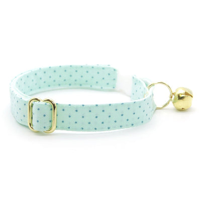 Cat Collar and Bunny Ear Bow Set - "Mint To Be" - Polka Dot Mint Cat Collar with Matching Bunny Bow Tie / Spring, Easter, Pastel / Cat, Kitten + Small Dog Sizes