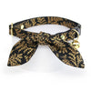 Cat Collar and Bunny Ear Bow Set - "Black Forest" - Gold Pine Branches on Black Cat Collar w/ Matching Bunny Bow Tie / Fall, Winter, Holiday, New Year / Cat, Kitten + Small Dog Sizes