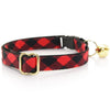 Cat Collar and Bunny Ear Bow Set - "Cozy Cabin Red" - Red Buffalo Plaid Cat Collar w/ Matching Bunny Bow Tie / Fall, Winter, Holiday / Cat, Kitten + Small Dog Sizes