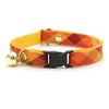 Cat Collar and Bunny Ear Bow Set - "Cinnamon" - Orange Yellow & Red Plaid Cat Collar w/ Matching Bunny Bow Tie / Fall + Thanksgiving / Cat, Kitten + Small Dog Sizes